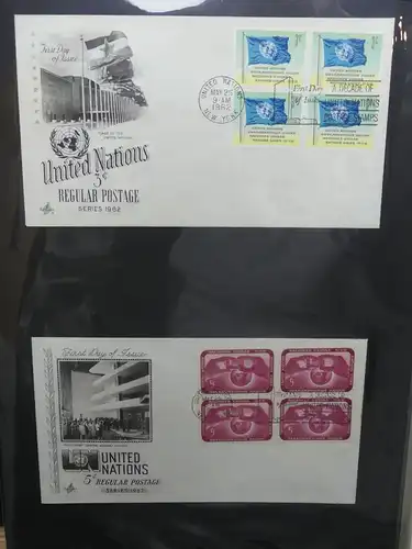 Vereinte Nationen New York FDCs ab 1951 besammelt im Ring Binder #LY662