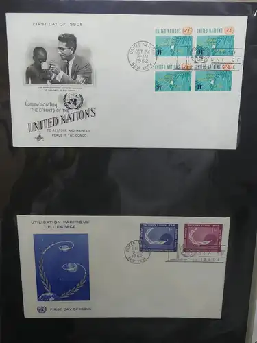 Vereinte Nationen New York FDCs ab 1951 besammelt im Ring Binder #LY662