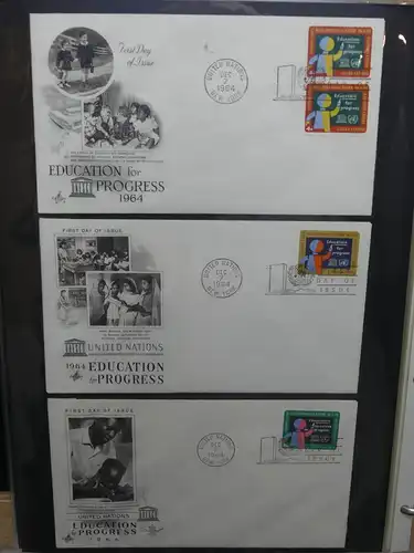 Vereinte Nationen New York FDCs ab 1951 besammelt im Ring Binder #LY662