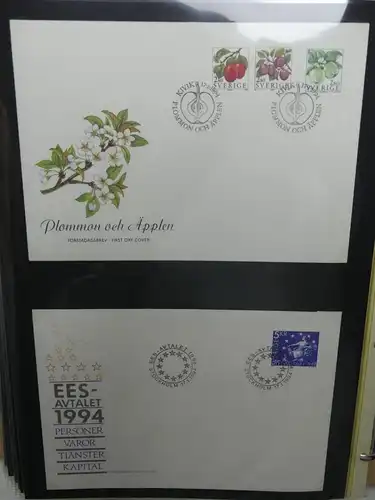 Schweden FDCs ab 1985 besammelt im Ring Binder #LY668