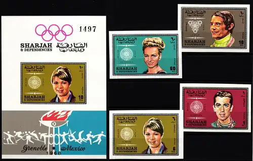 Sharjah 527 und 532-533 und 538 und Block48B postfrisch Olympische Spiele #KR024