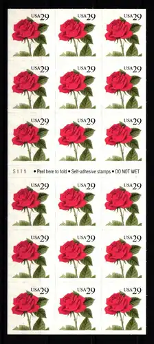 USA F-Bl. 10 postfrisch Folienblatt 10 Blumen Rose #KR193