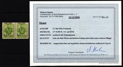 Memel 177 II DD II postfrisch mit Fotobefund BPP #KS887