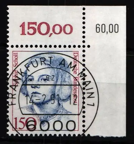 BRD Bund 1497 gestempelt KBWZ, Vollstempel, Originalgummi #KU401