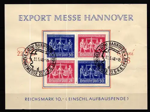 Alliierte Besetzung V Zd 1 gestempelt auf Ausstellerkarte #KU436