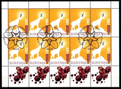 Slowenien Kleinbogen 186 gestempelt mit Erstagssonderstempel #KS280