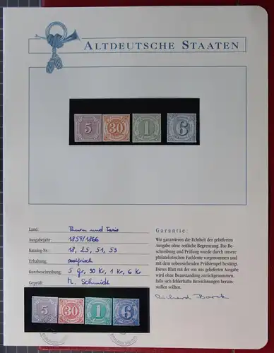 Thurn & Taxis 18, 25, 51 und 53 postfrisch Borek Garantie #KS305