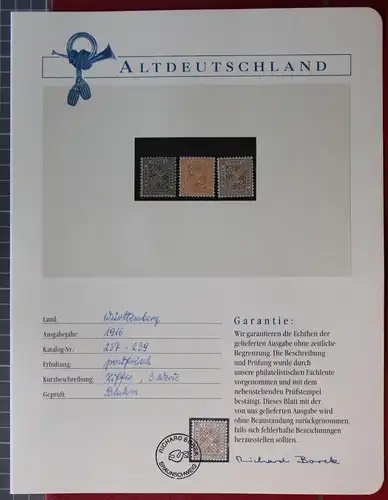 Altdeutschland Württemberg 237-239 postfrisch Borek Garantie #KS325
