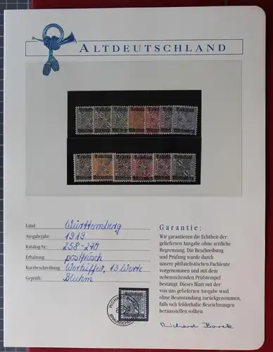 Altdeutschland Württemberg 258-270 postfrisch Borek Garantie #KS329