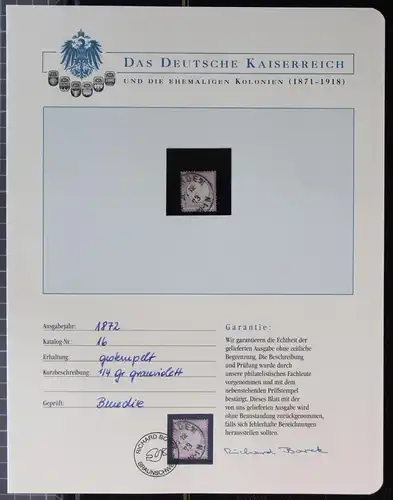 Deutsches Reich 16 gestempelt Borek Garantie #KS340