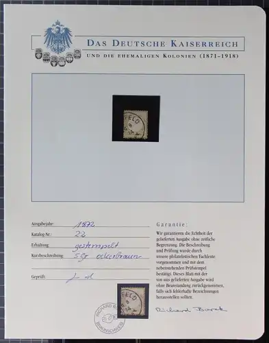 Deutsches Reich 22 gestempelt Borek Garantie #KS342