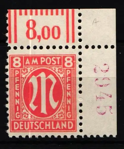 Bi-Zone 21 r 4 postfrisch rote 4 stellige Nummer #KW320