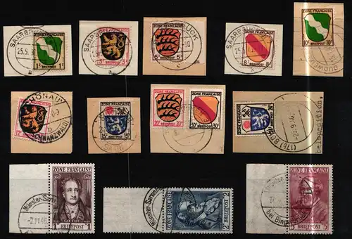 Französische Zone Allg. Ausgabe 1-13 gestempelt geprüft Schlegel BPP #KY397