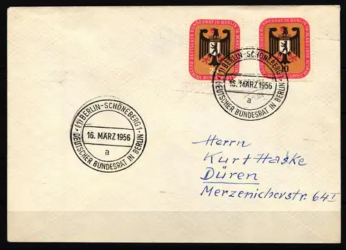 Berlin 136-137 gestempelt auf gelaufenem FDC Ersttagsbrief #KU550