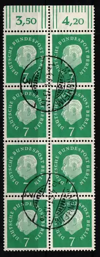 Berlin 182 gestempelt als Achtereinheit mit OR, waagerechte Paare #KU546