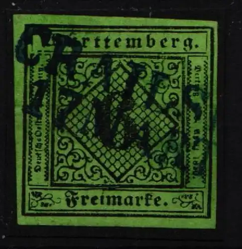 Württemberg 3 gestempelt in blau #KY471