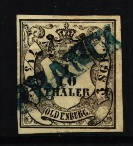 Oldenburg 4 gestempelt Mängel, dünne Stelle #KY483