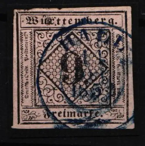 Württemberg 4 gestempelt in blau #KY472