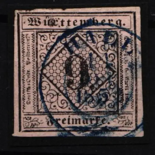 Württemberg 4 gestempelt in blau #KY472