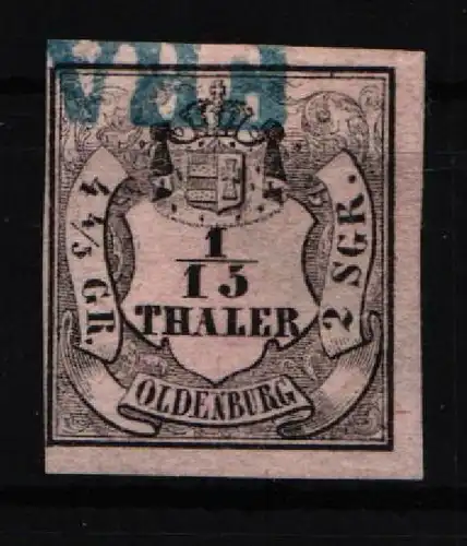 Oldenburg 3 gestempelt Mängel, dünne Stelle #KY484