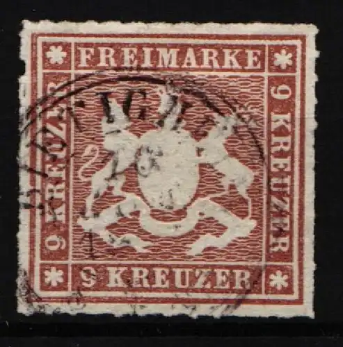 Württemberg 33 a gestempelt leichte Mängel im Durchstich #KY463