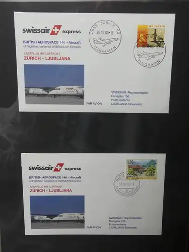 Schweiz Erstflüge über 80 Belege im Ringbinder #LY691