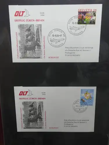 Schweiz Erstflüge über 80 Belege im Ringbinder #LY691