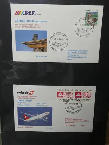 Schweiz Erstflüge über 80 Belege im Ringbinder #LY691