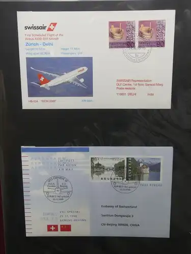 Schweiz Erstflüge über 80 Belege im Ringbinder #LY691