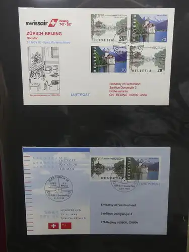 Schweiz Erstflüge über 80 Belege im Ringbinder #LY691