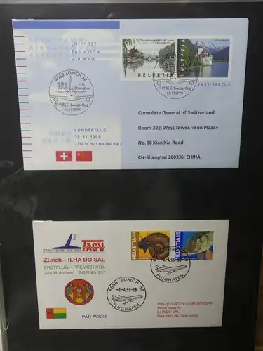 Schweiz Erstflüge über 80 Belege im Ringbinder #LY691
