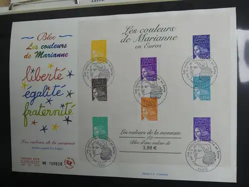 Frankreich und Gebiete FDCs ab 2002 besammelt im Ringbinder #LY693