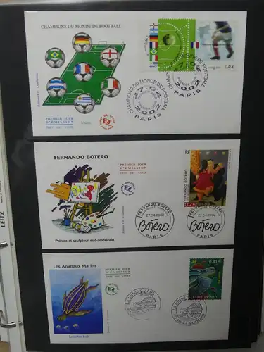 Frankreich und Gebiete FDCs ab 2002 besammelt im Ringbinder #LY693