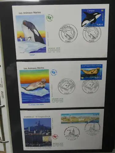 Frankreich und Gebiete FDCs ab 2002 besammelt im Ringbinder #LY693