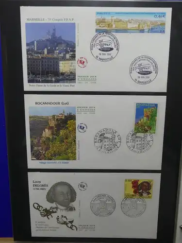 Frankreich und Gebiete FDCs ab 2002 besammelt im Ringbinder #LY693