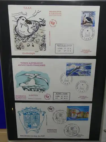 Frankreich und Gebiete FDCs ab 2002 besammelt im Ringbinder #LY693