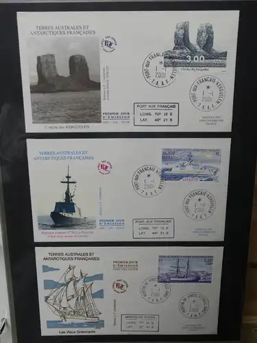 Frankreich und Gebiete FDCs ab 2002 besammelt im Ringbinder #LY693