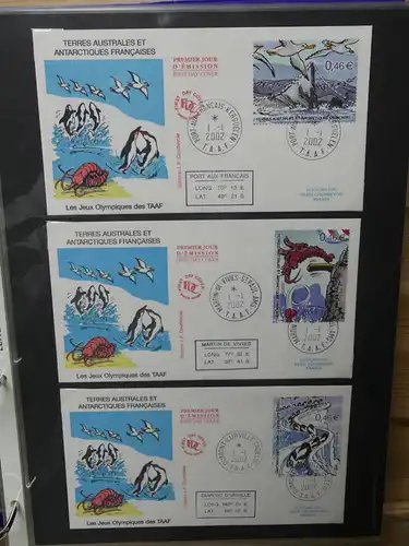 Frankreich und Gebiete FDCs ab 2002 besammelt im Ringbinder #LY693