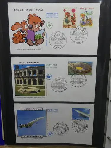 Frankreich und Gebiete FDCs ab 2002 besammelt im Ringbinder #LY693