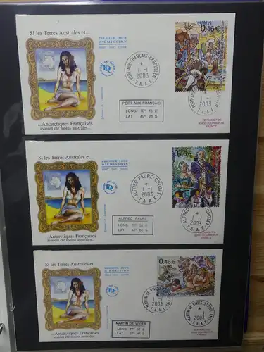 Frankreich und Gebiete FDCs ab 2002 besammelt im Ringbinder #LY693