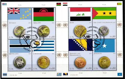 Vereinte Nationen Wien 858-865 gestempelt als Kleinbogen #KZ253