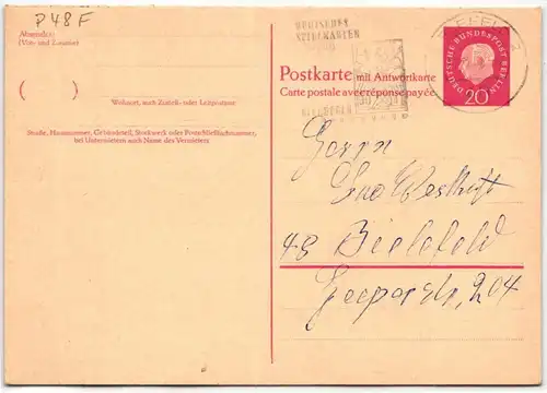 Berlin P 48 F als Ganzsache gelaufen #KT631