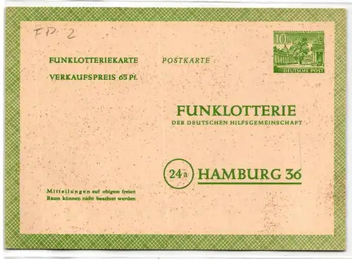 Berlin FP 2 als Ganzsache ungebraucht #KT626