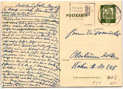 Berlin P 57 als Ganzsache mit Tagesstempel #KT622