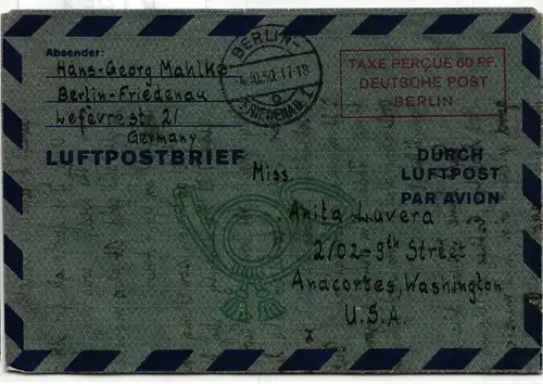 Berlin LF 2b III als Ganzsache gelaufen in die USA #KT654