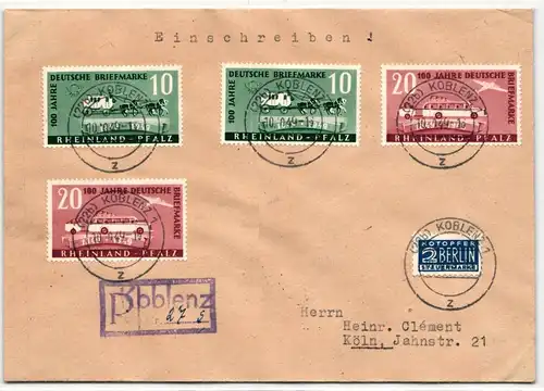 Französische Zone Rhein. 51-52 auf Brief als Mischfrankatur portogerecht #KT836