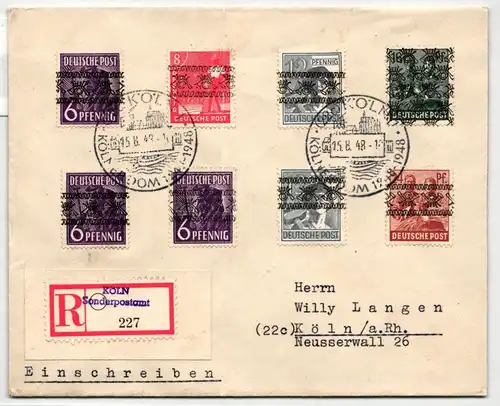 Bi-Zone 37-38 I K, 40 I K, 42 II K, 44 I auf Brief kopfstehend #KT869