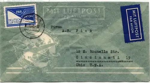 Bi-Zone Flugpost 1 auf Brief vom 1.10.48 #KT854