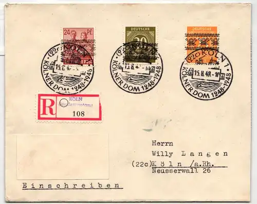 Bi-Zone 63 I K, 62 I, 44 I auf Brief gelaufen #KT868