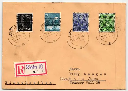 Bi-Zone 36 I, 43 I, 48 II, 51 II K auf Brief alle kopfstehend #KT860